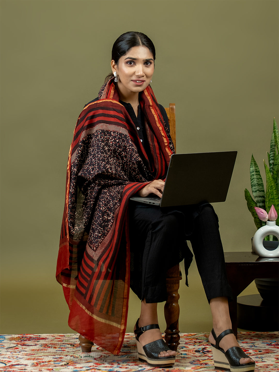 Saanjh Maroon Ajrakh Dupatta