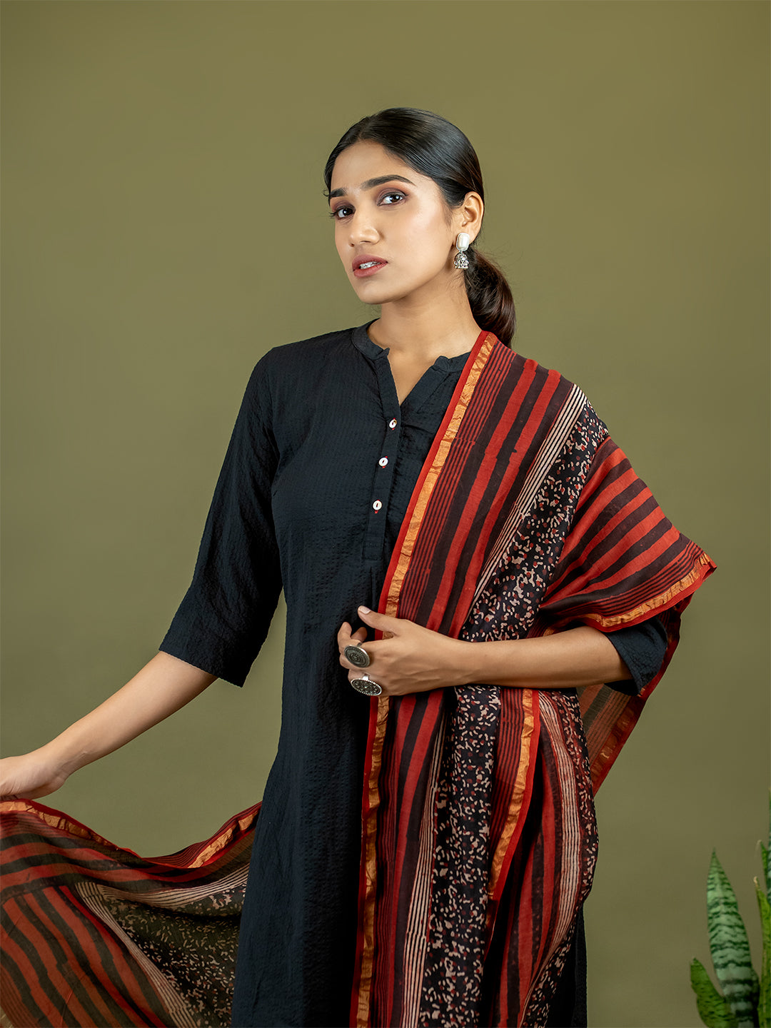 Saanjh Maroon Ajrakh Dupatta