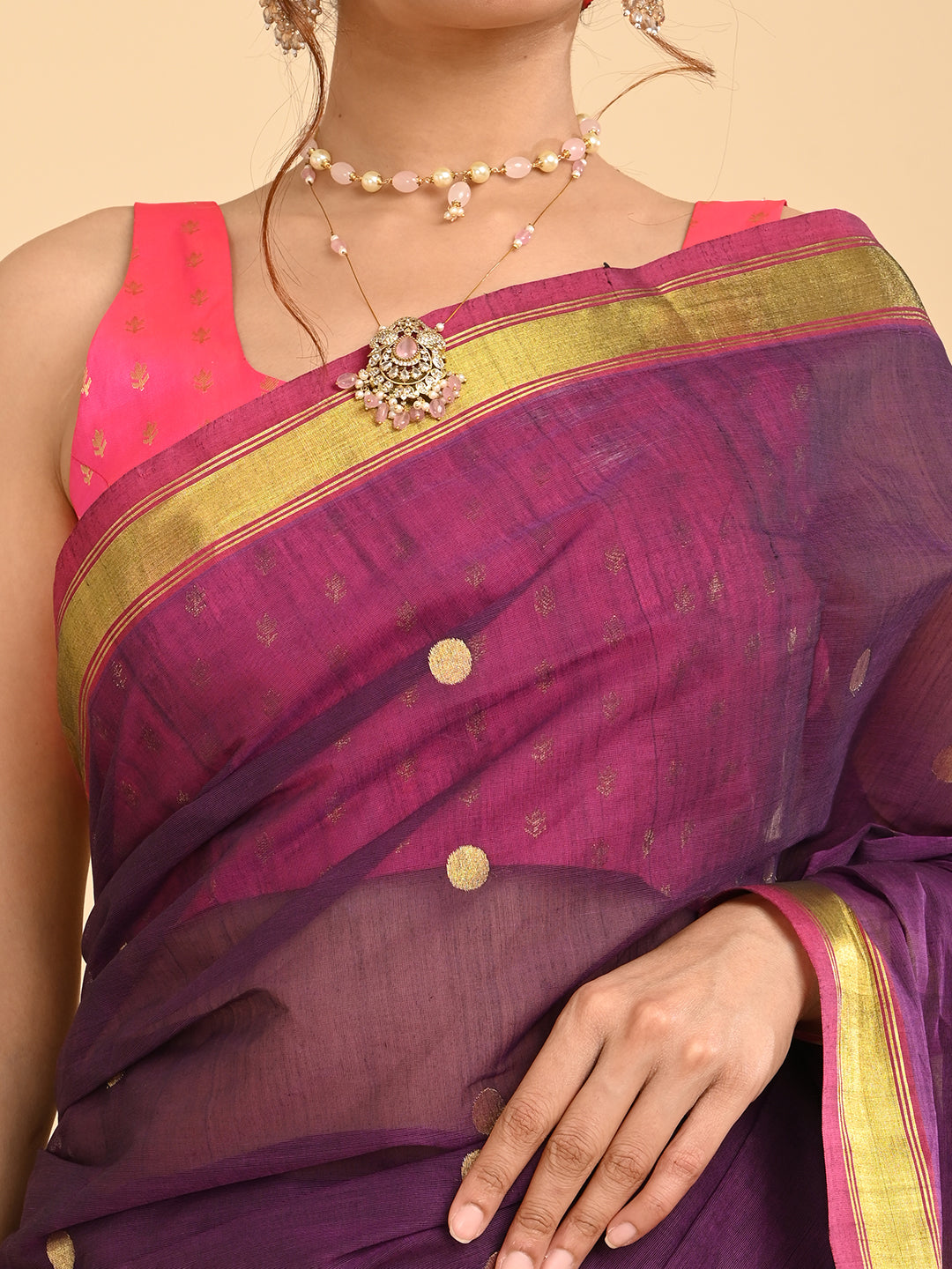 Popat Purple Venkatagiri Saree