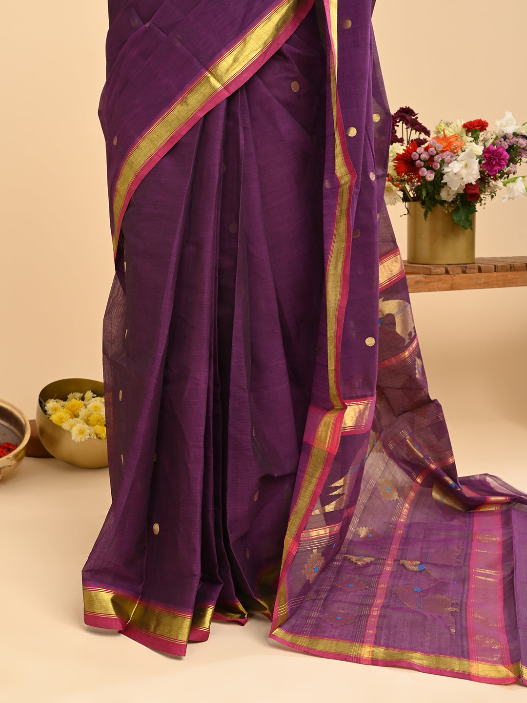Popat Purple Venkatagiri Saree