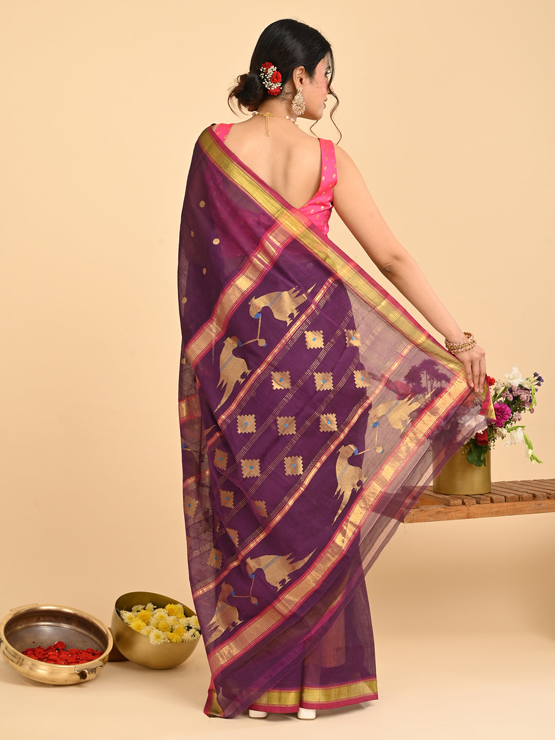 Popat Purple Venkatagiri Saree