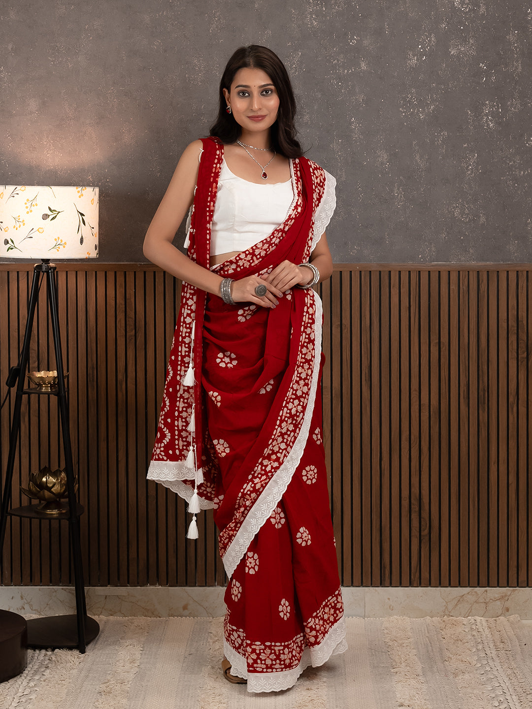 Suti Dil Red Batik Saree