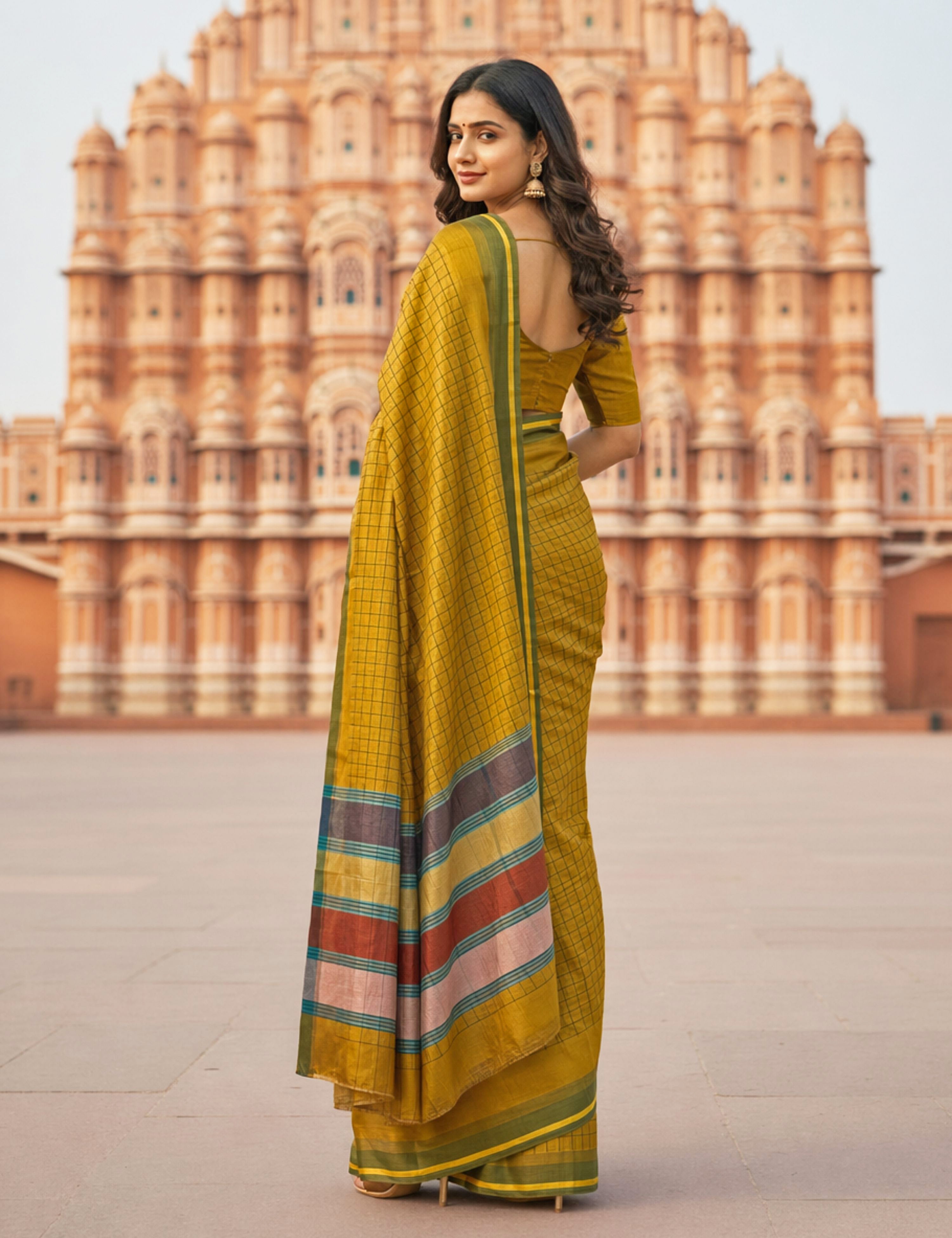 Kattam Khaki Venkatagiri Saree