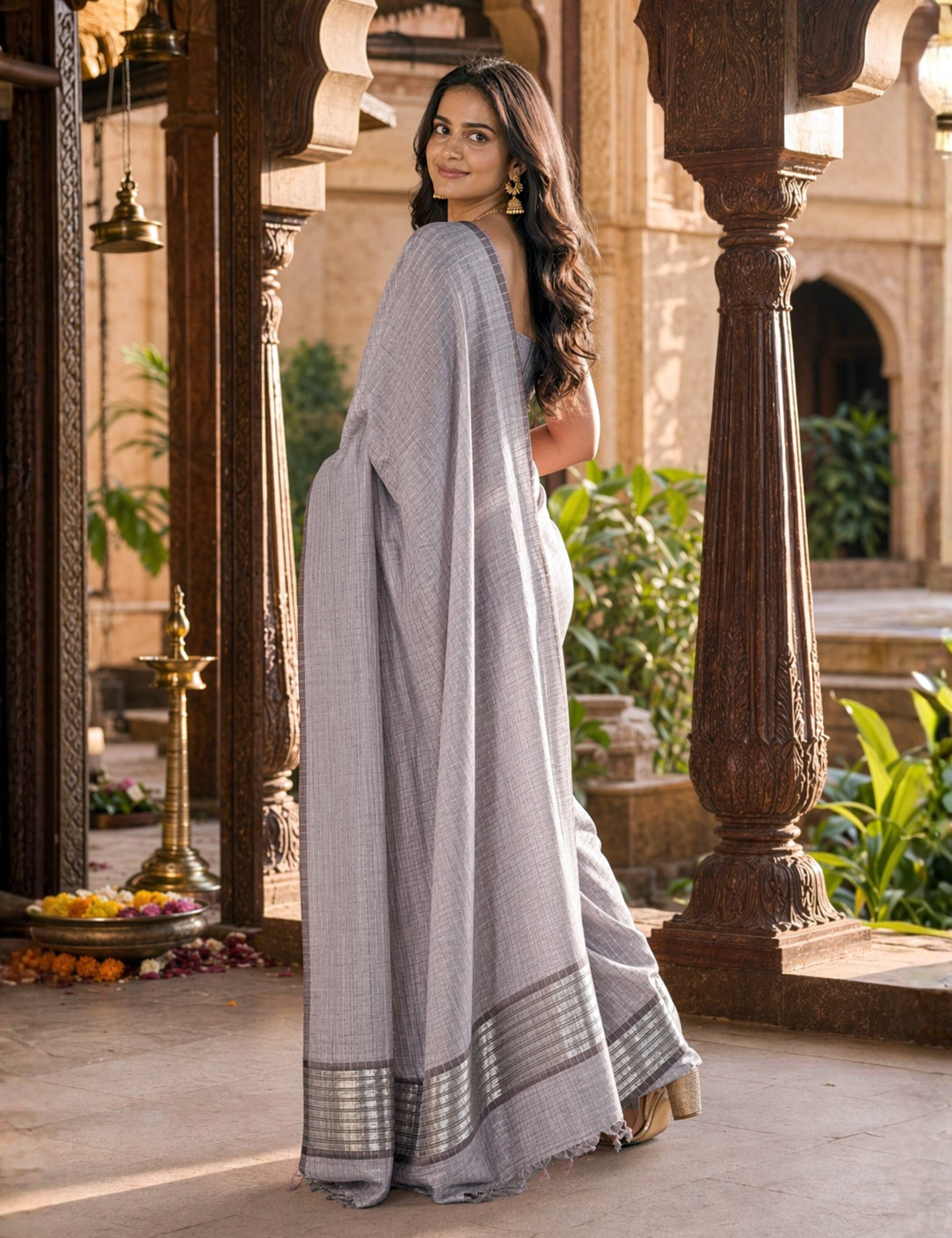 Madras Lavender Venkatagiri Saree