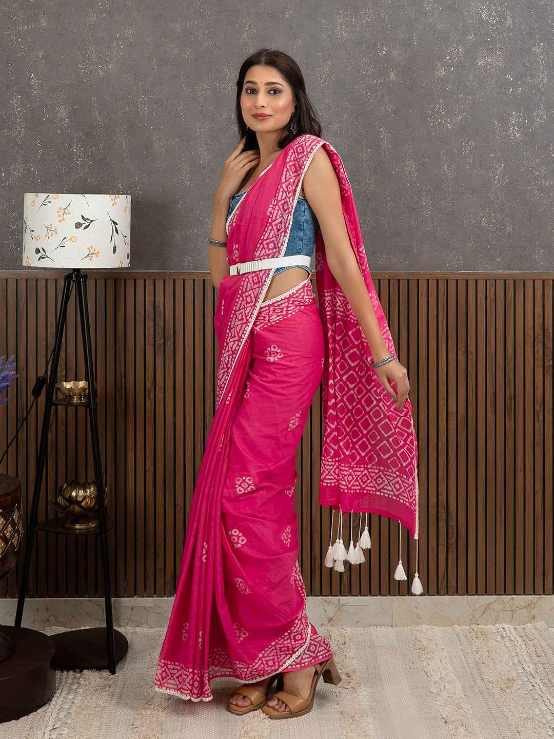 Suti Barfi Pink Batik Saree