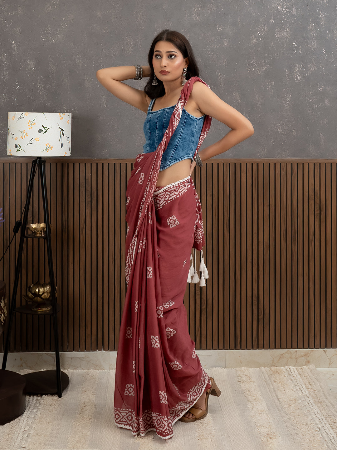 Suti Barfi Dusty Pink Batik Saree