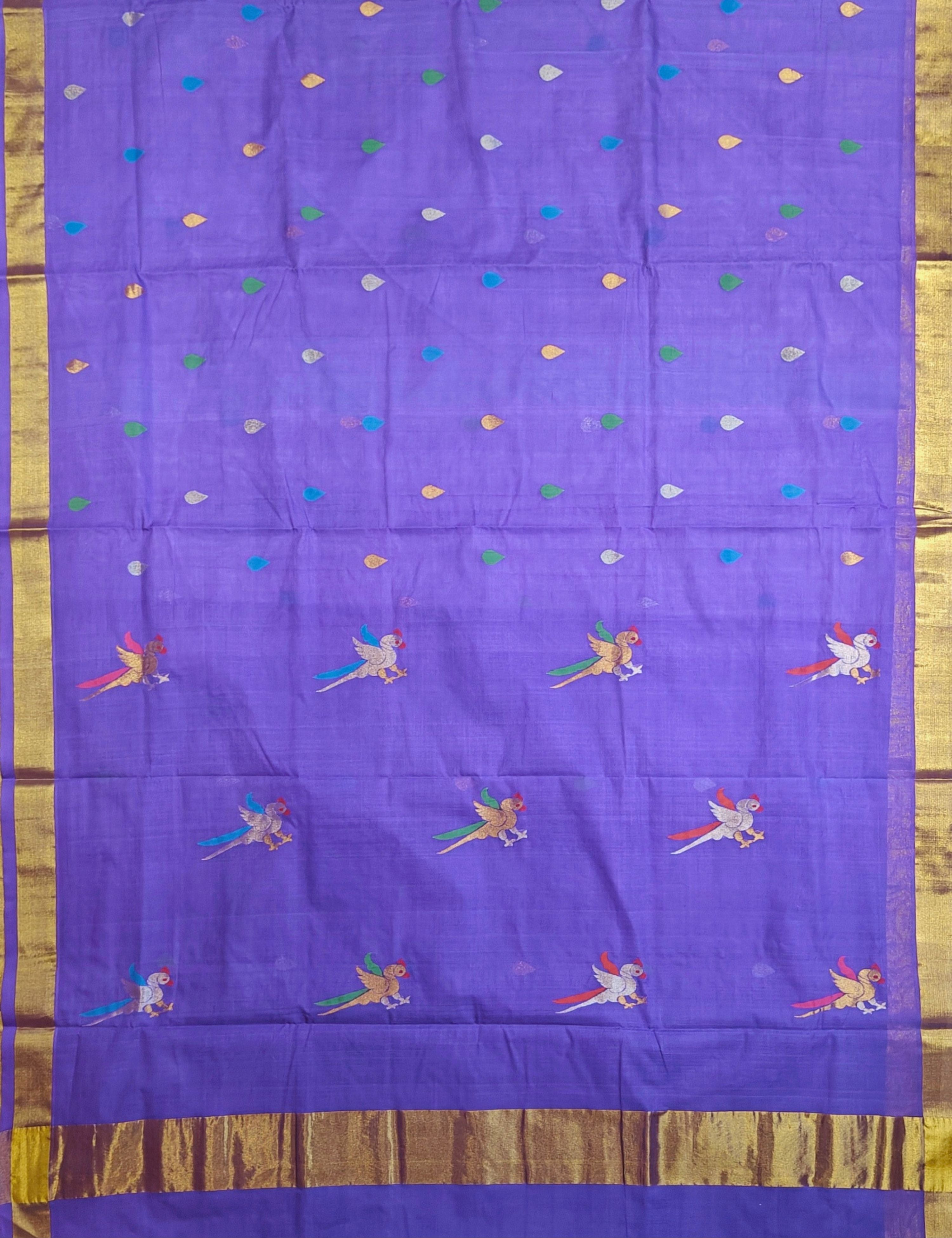Popat Purple Venkatagiri Jamdani Saree