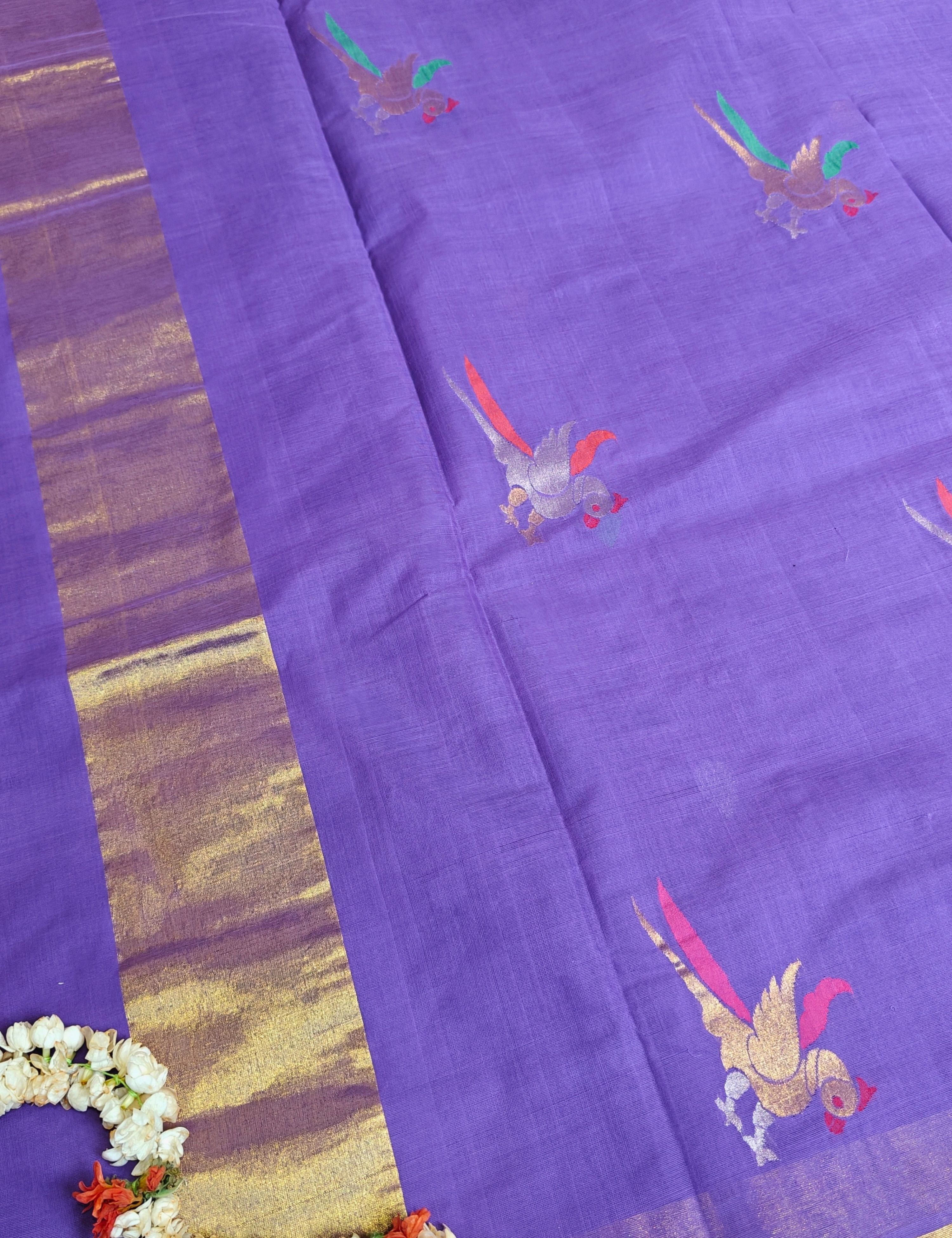 Popat Purple Venkatagiri Jamdani Saree