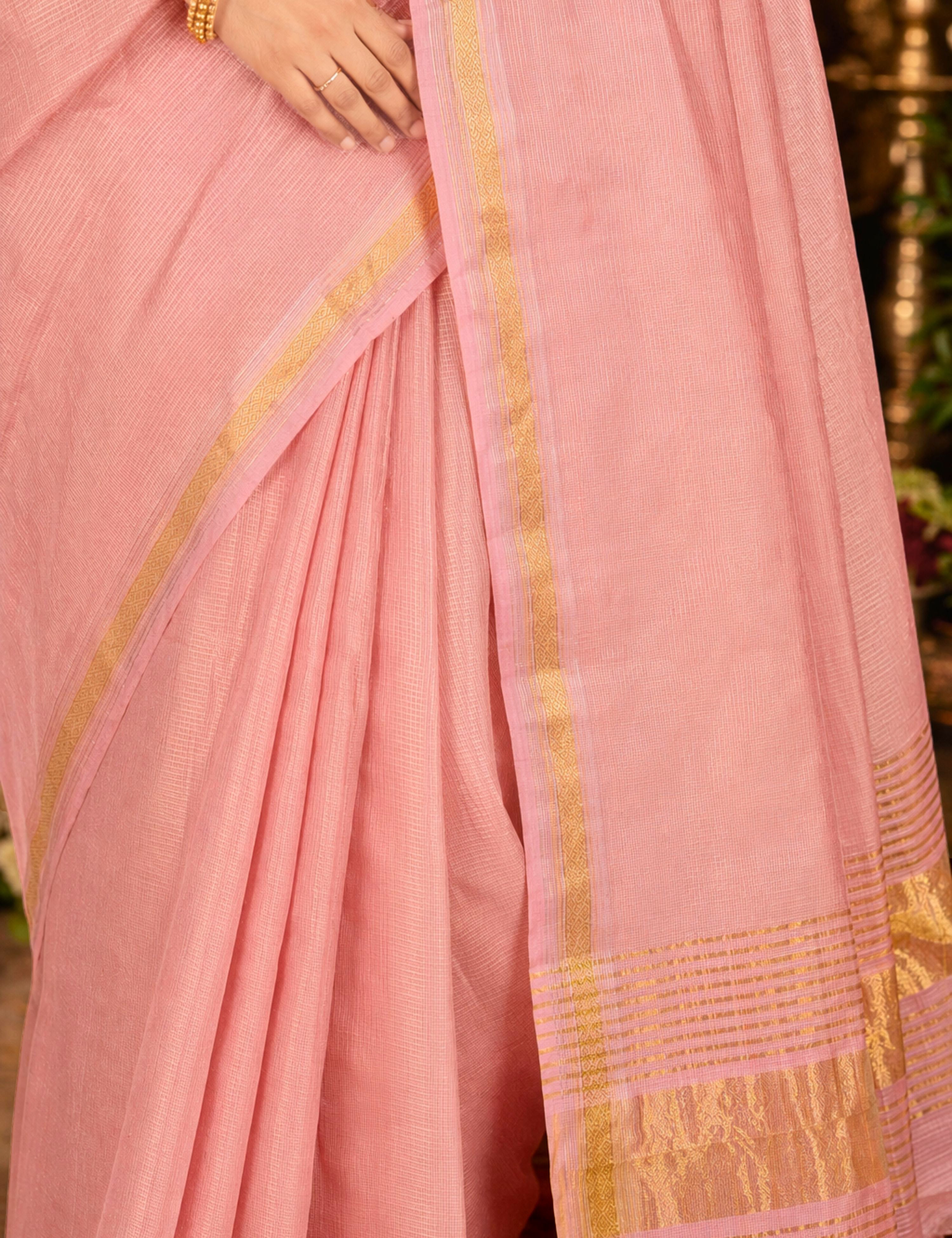 Nanu Kattam Pink Venkatagiri Saree