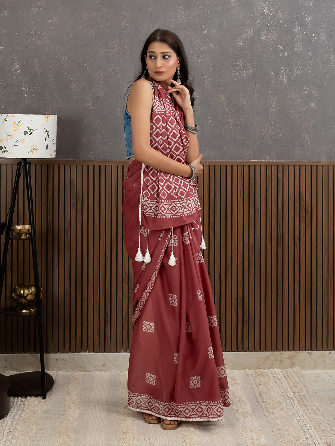Suti Barfi Dusty Pink Batik Saree