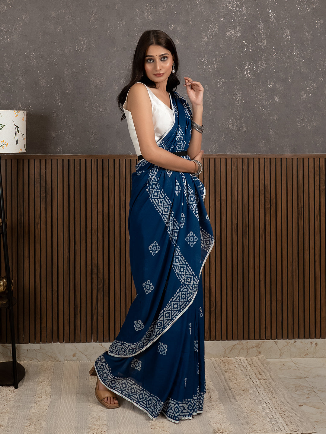 Suti Barfi Indigo Batik Saree