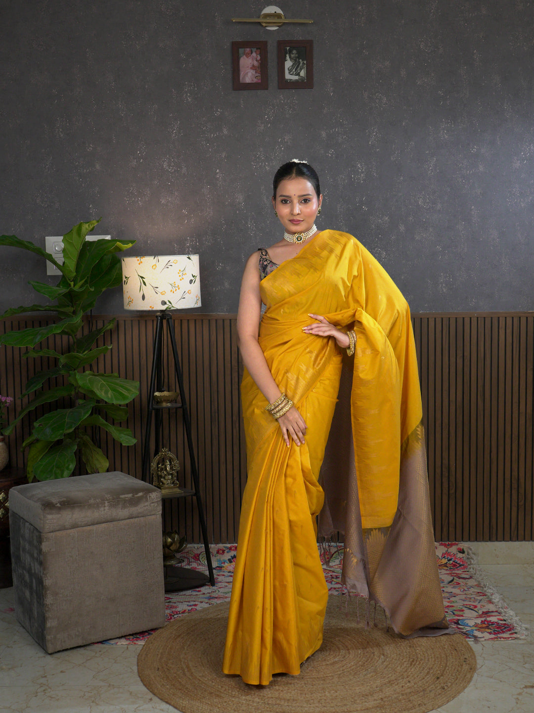 Dravya Yellow Soft Semi Silk Saree