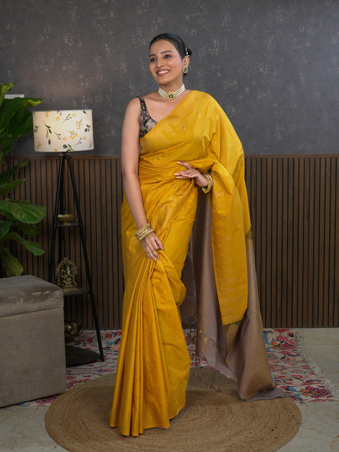 Dravya Yellow Soft Semi Silk Saree