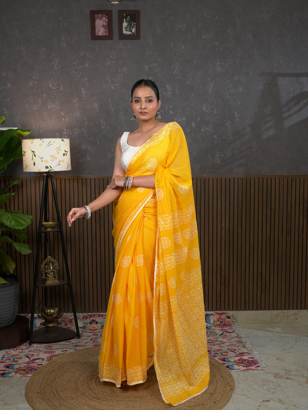 Suti Mudra Yellow Batik Saree