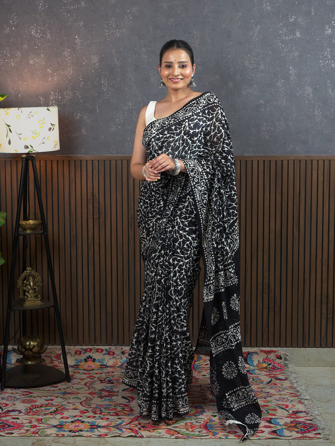 Suti Jaal Black Batik Saree