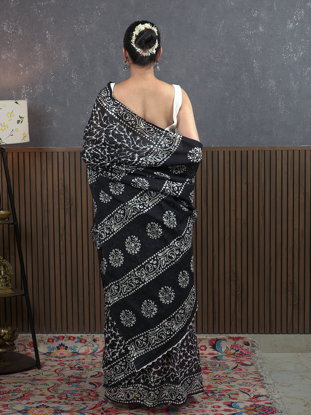 Suti Jaal Black Batik Saree