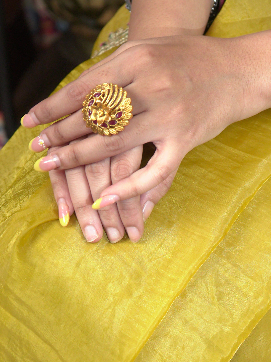 Gota Mustard Embroidered Saree