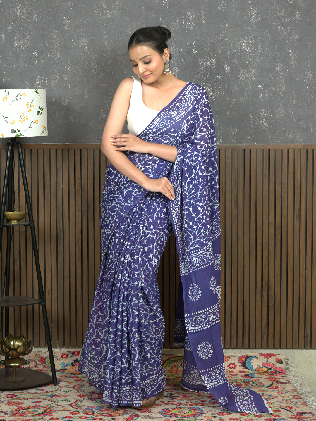 Suti Jaal Indigo Batik Saree