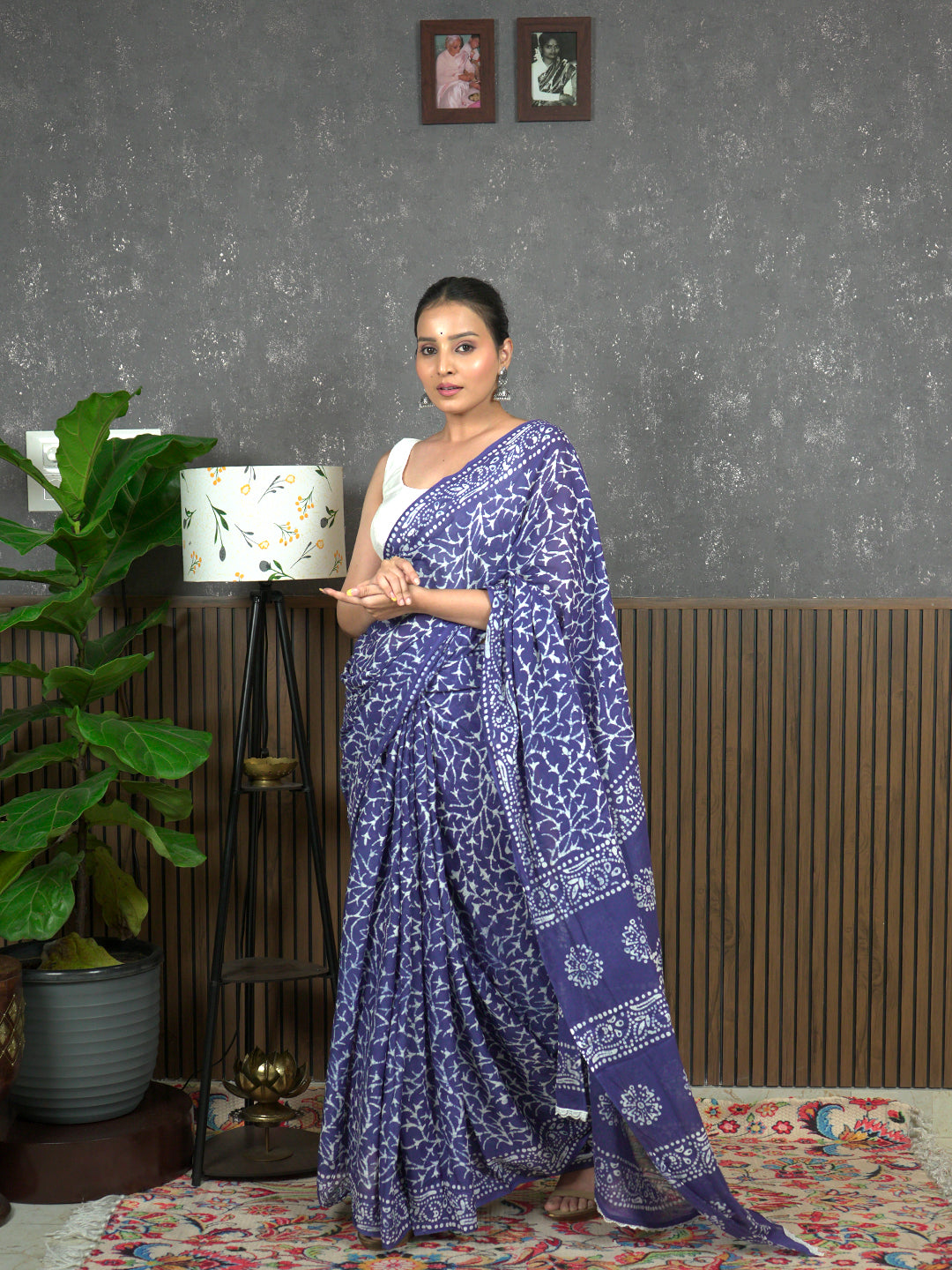 Suti Jaal Indigo Batik Saree
