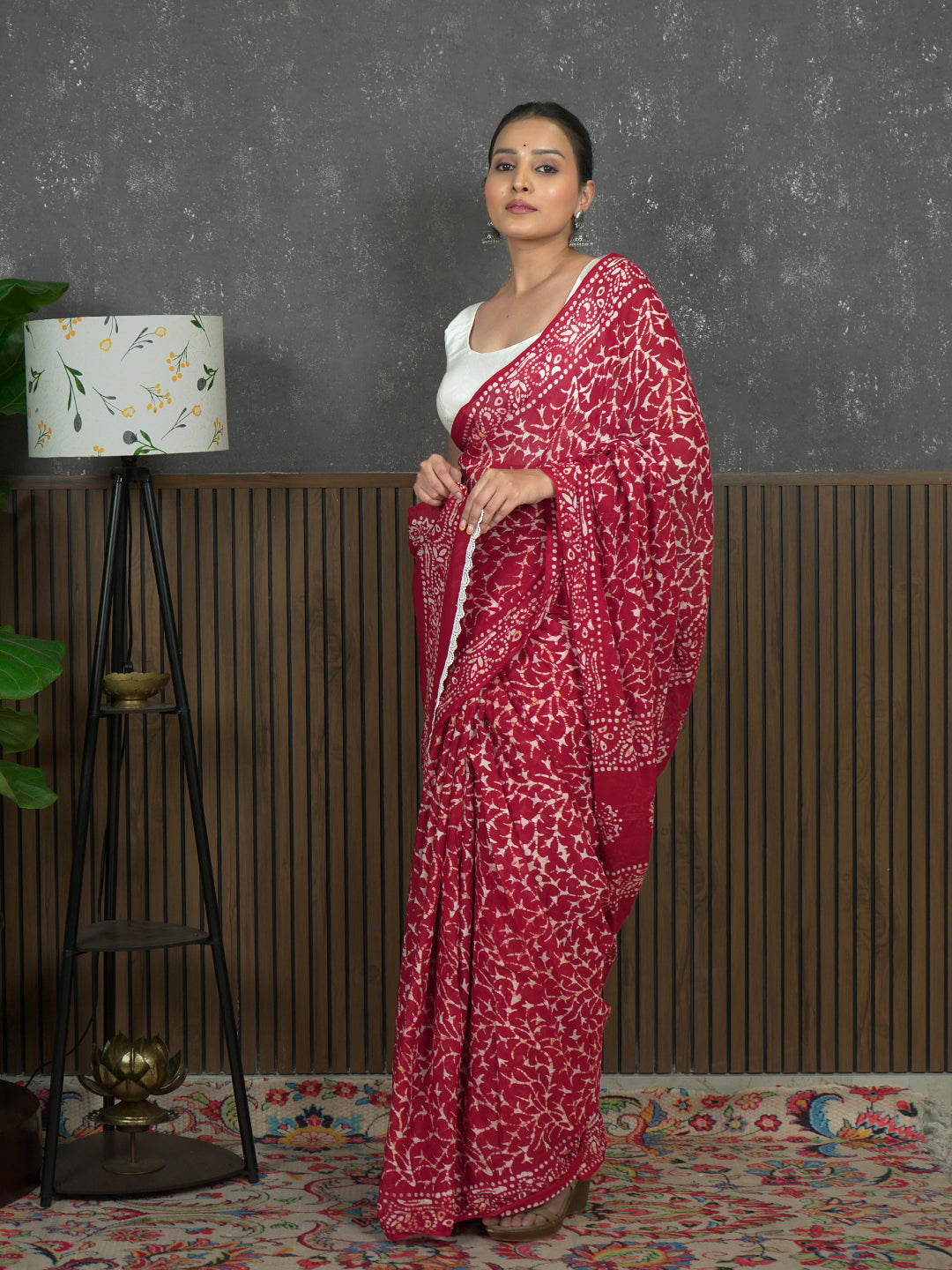 Suti Jaal Red Batik Saree
