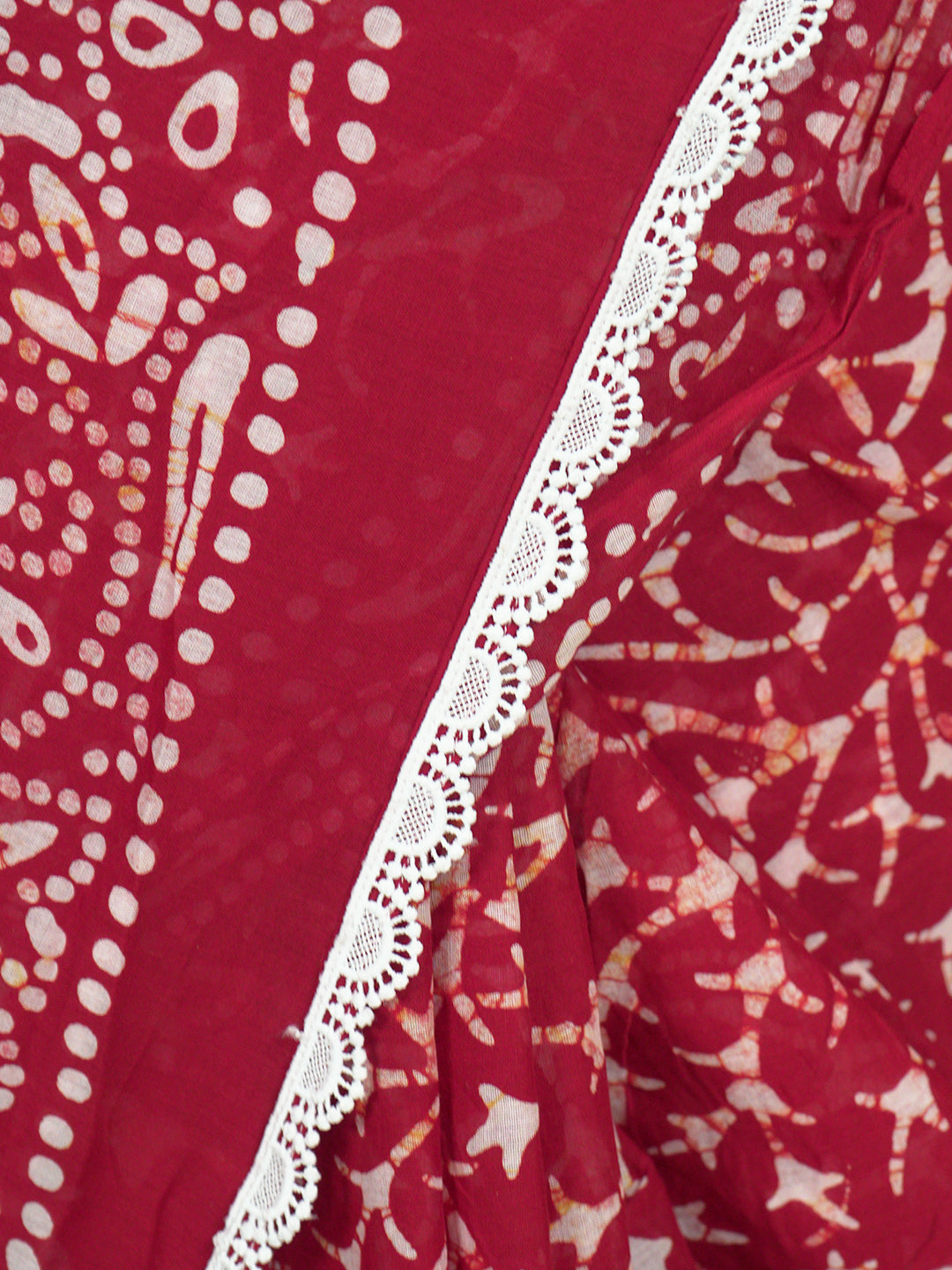 Suti Jaal Red Batik Saree