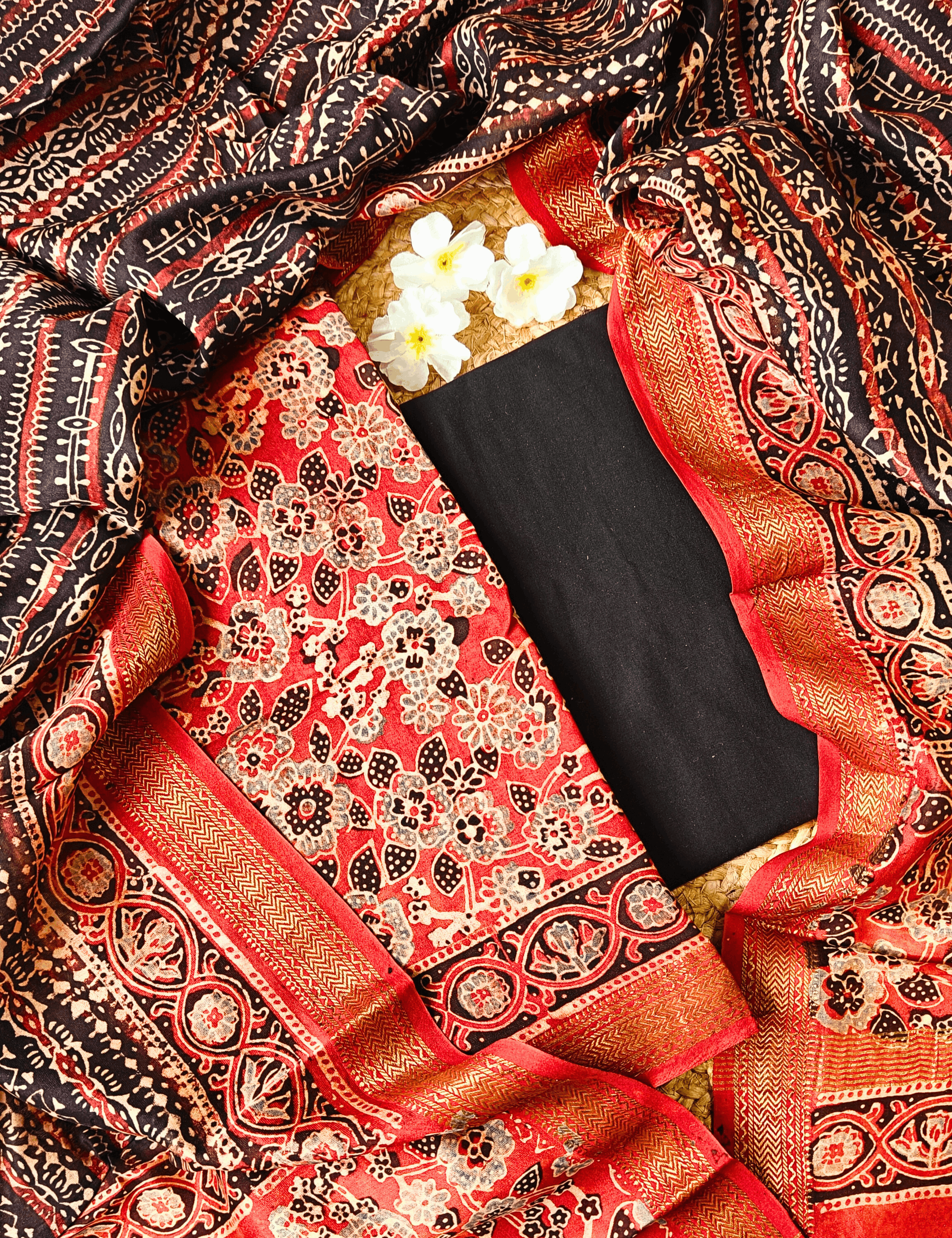 Durga Maroon Ajrakh Dress Material