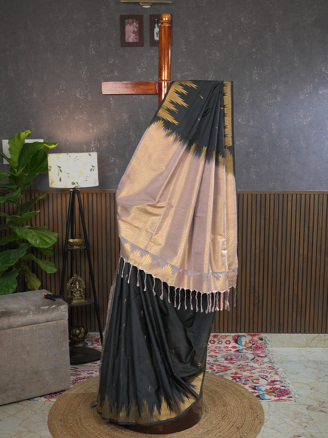 Dravya Black Soft Semi Silk Saree