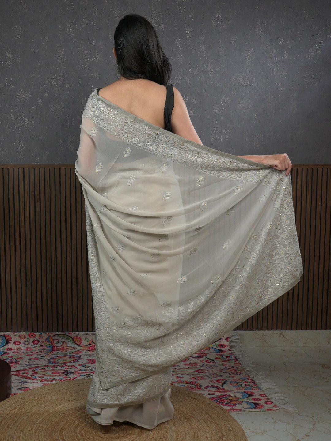 Nazakat Sand Karachi Work Saree