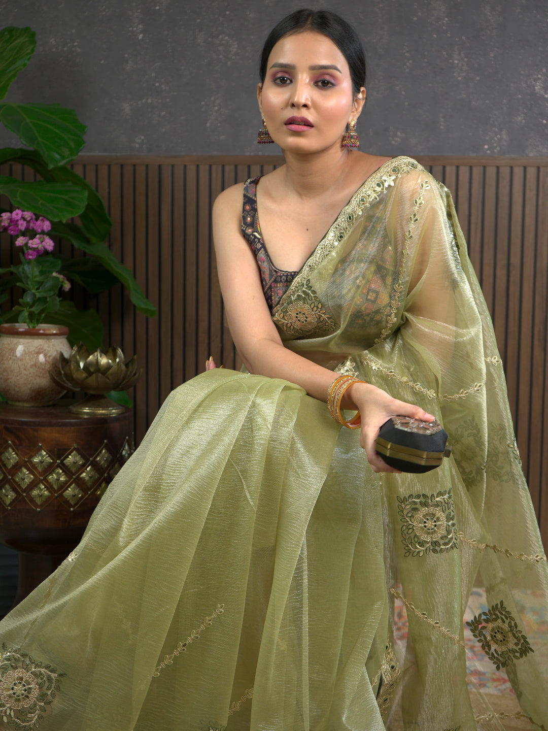 Gota Henna Embroidered Saree