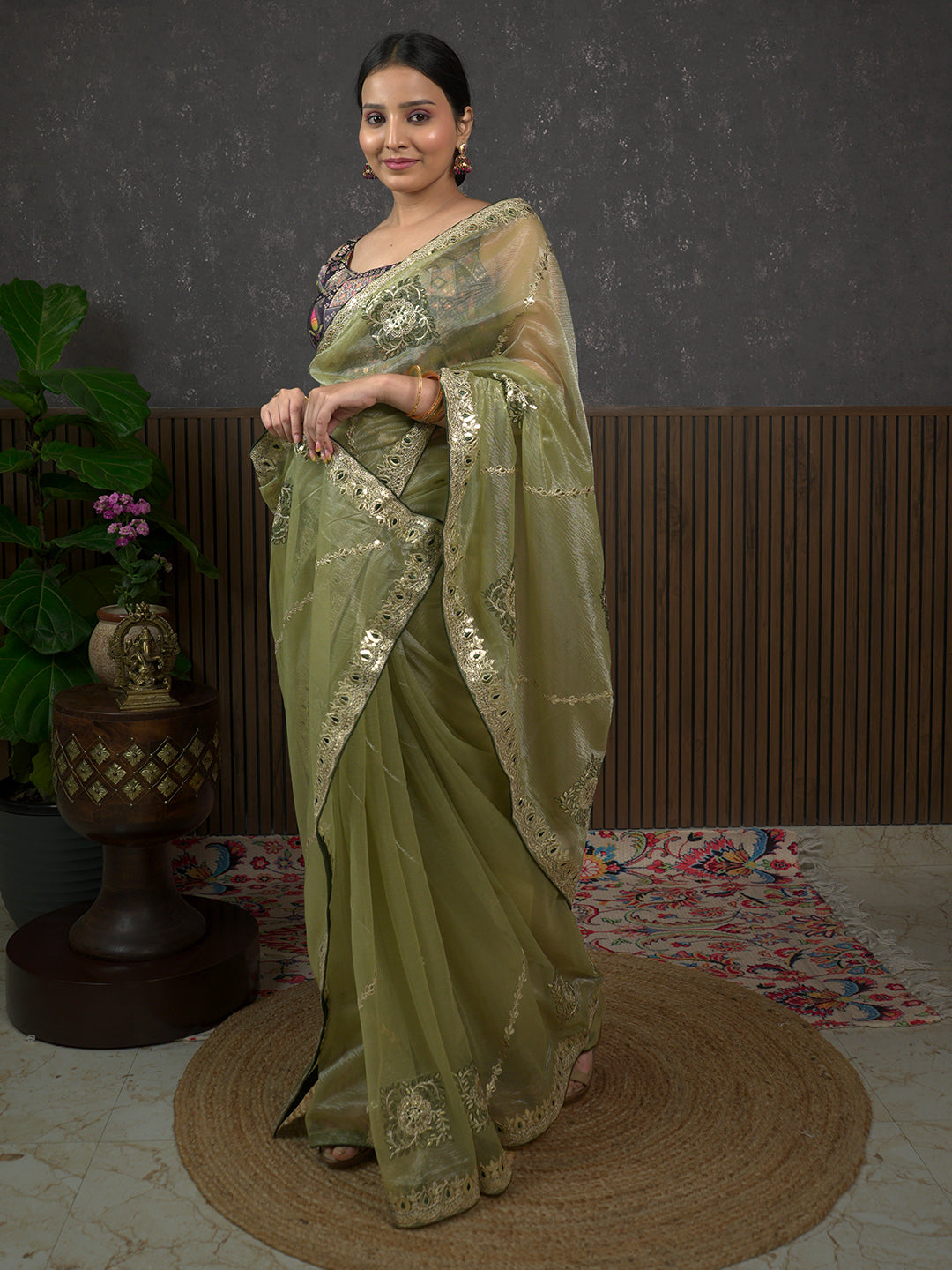 Gota Henna Embroidered Saree