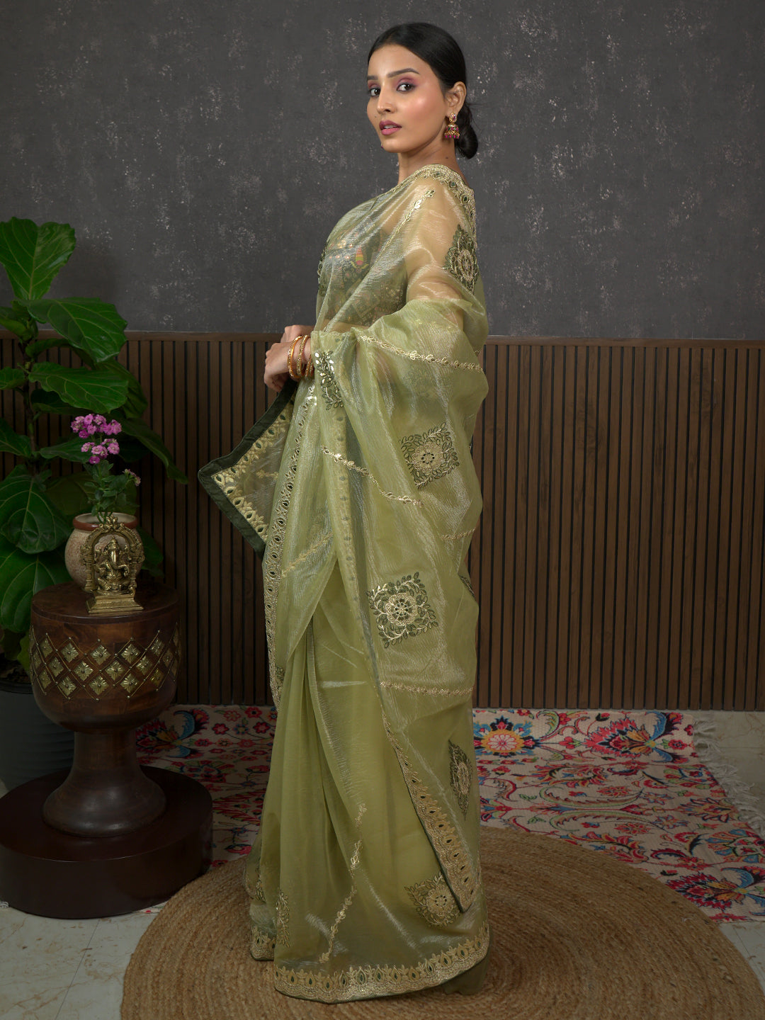 Gota Henna Embroidered Saree
