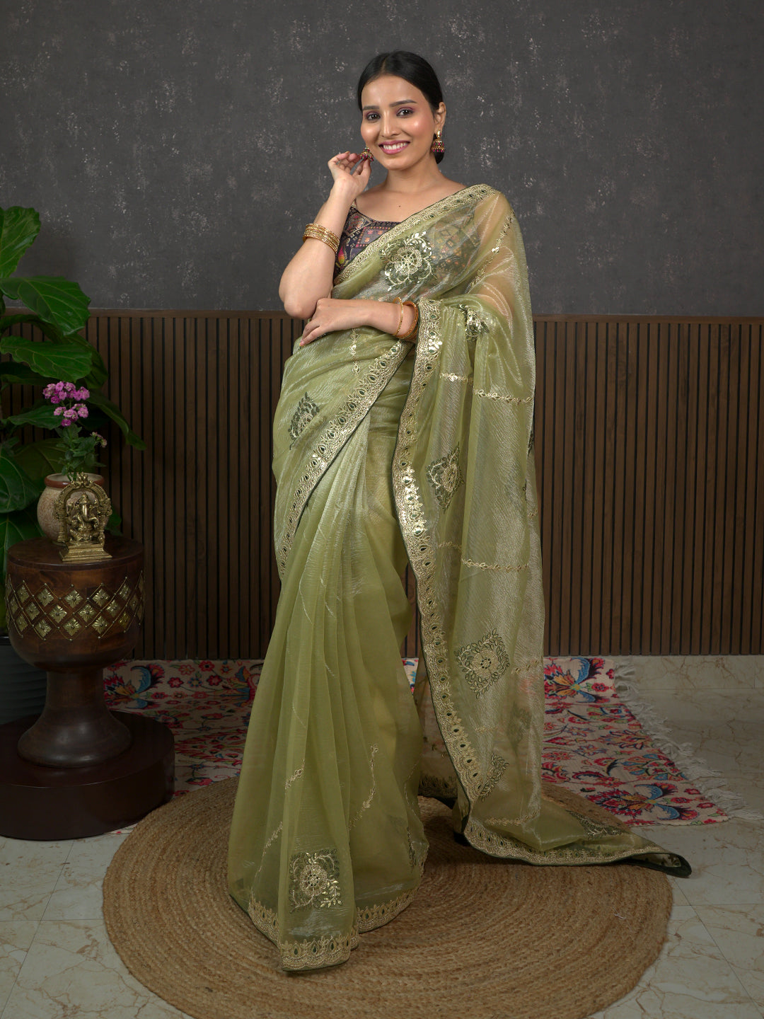 Gota Henna Embroidered Saree