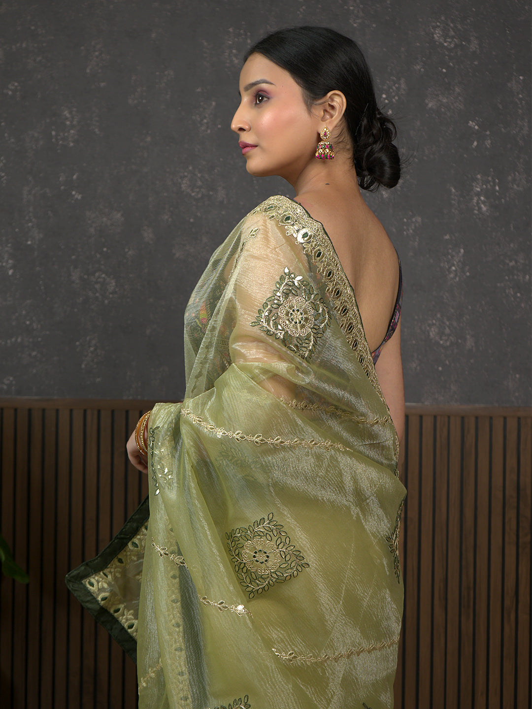 Gota Henna Embroidered Saree