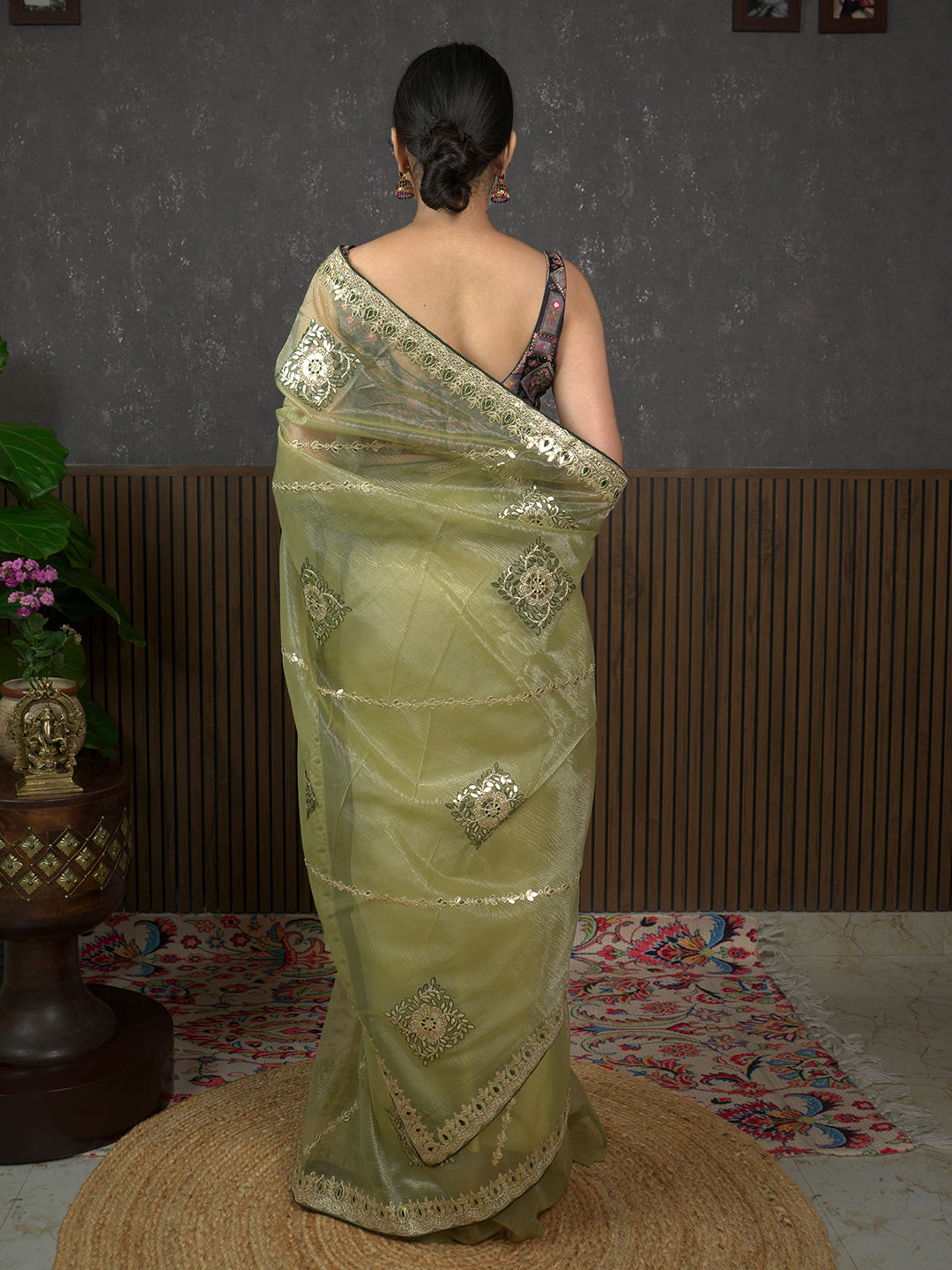 Gota Henna Embroidered Saree