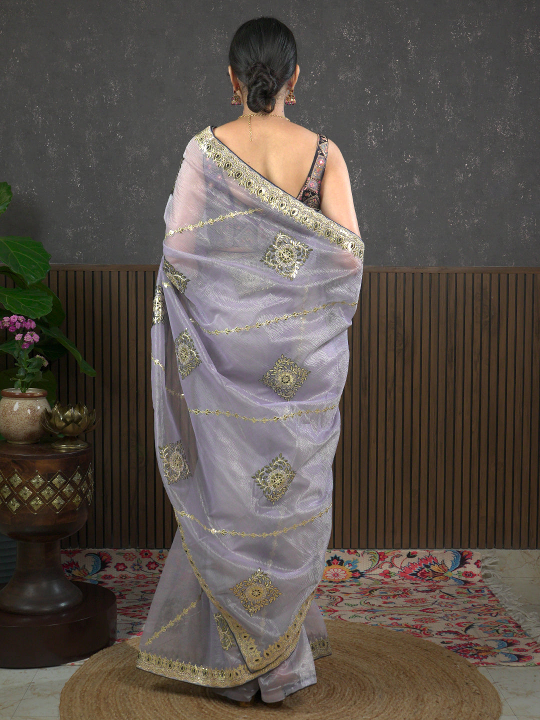 Gota Purple Embroidered Saree