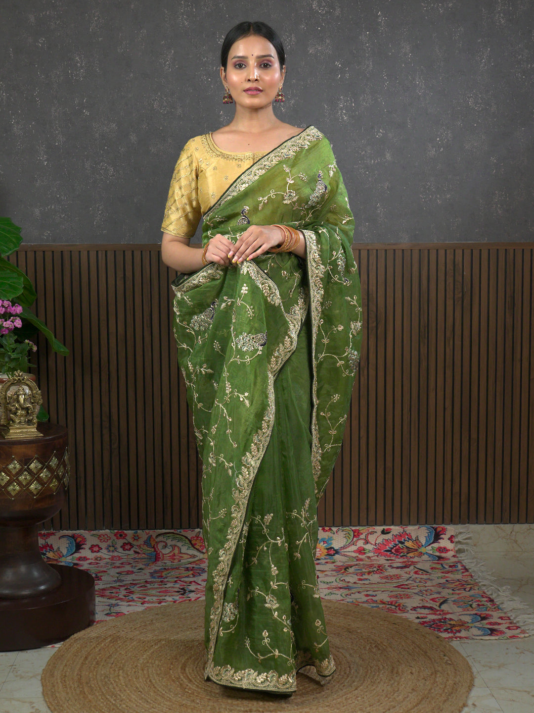 Gota Green Embroidered Saree