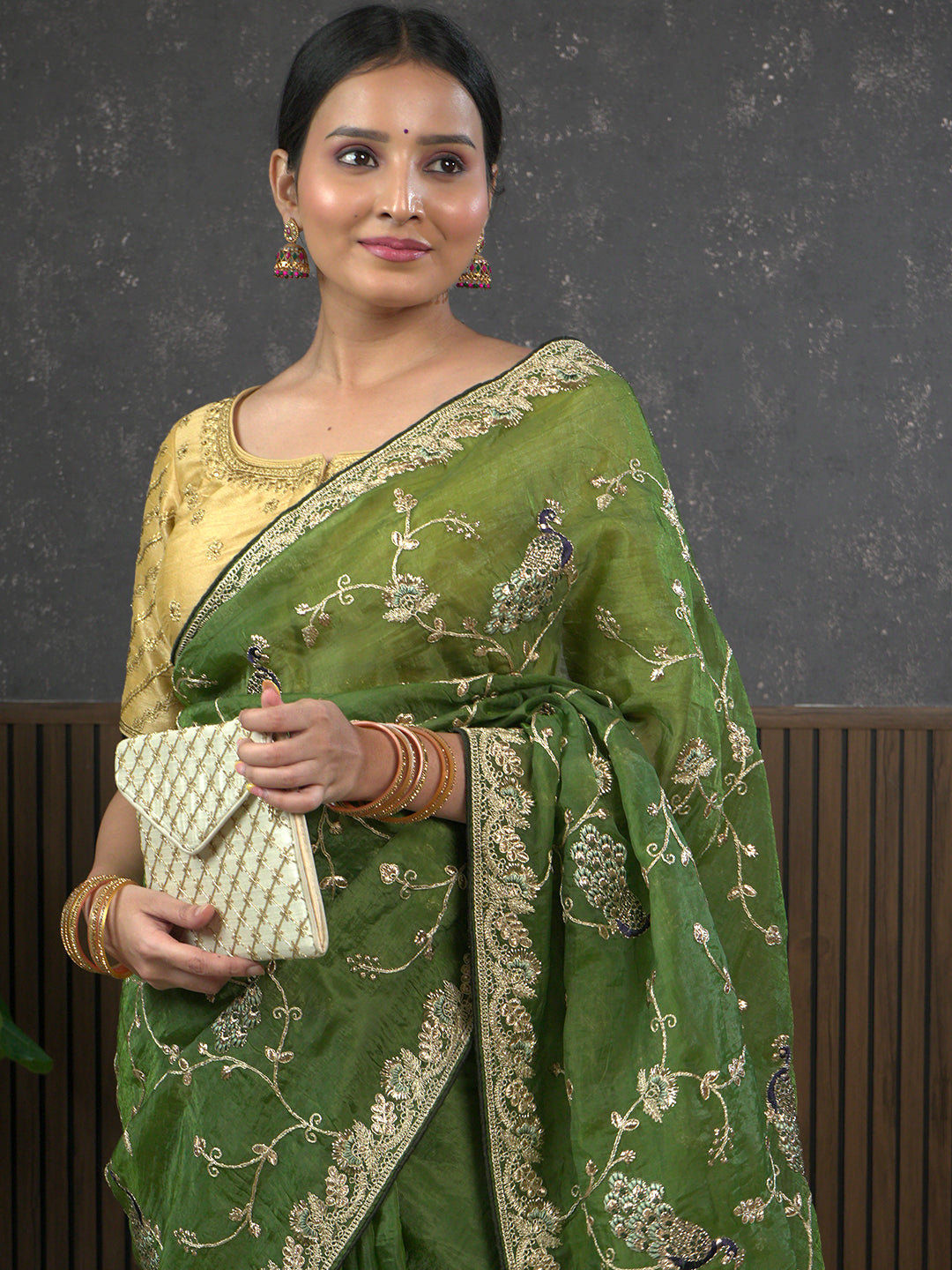 Gota Green Embroidered Saree