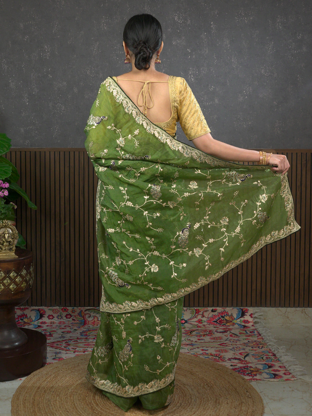 Gota Green Embroidered Saree