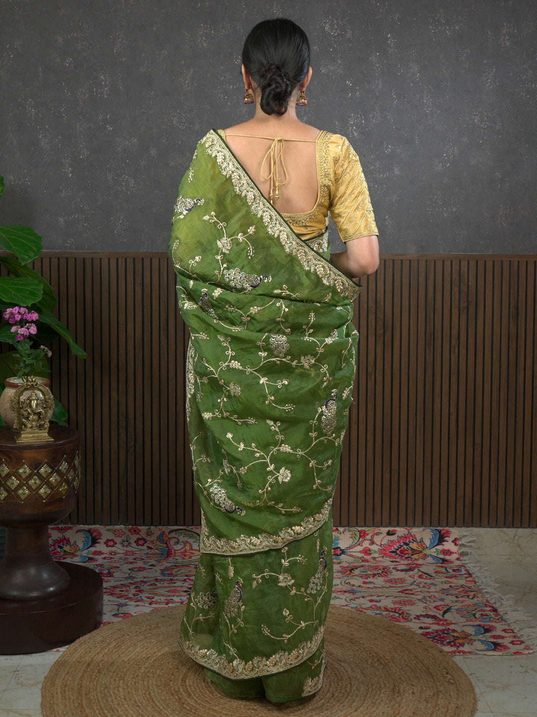 Gota Green Embroidered Saree