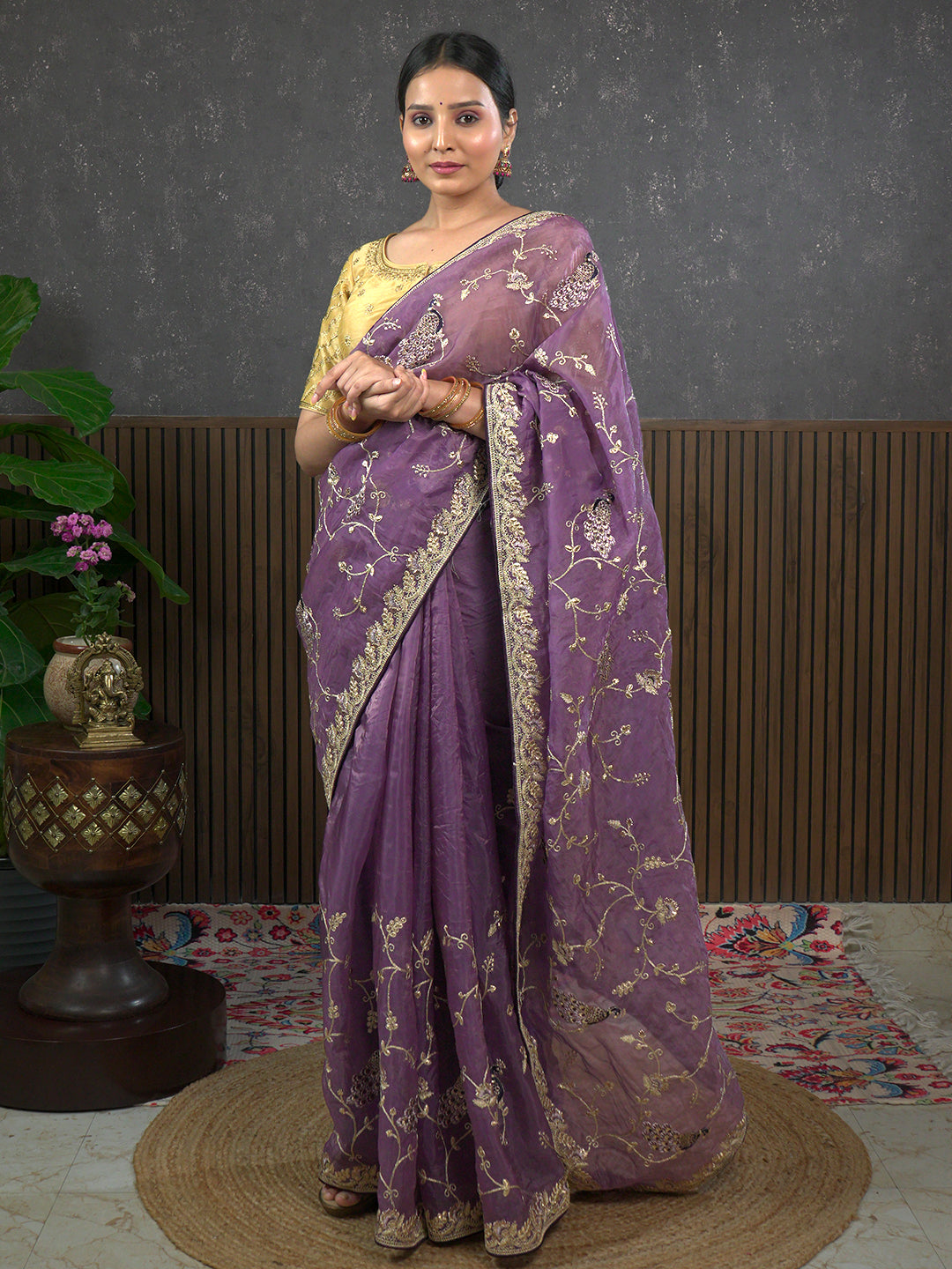 Gota Lavender Embroidered Saree
