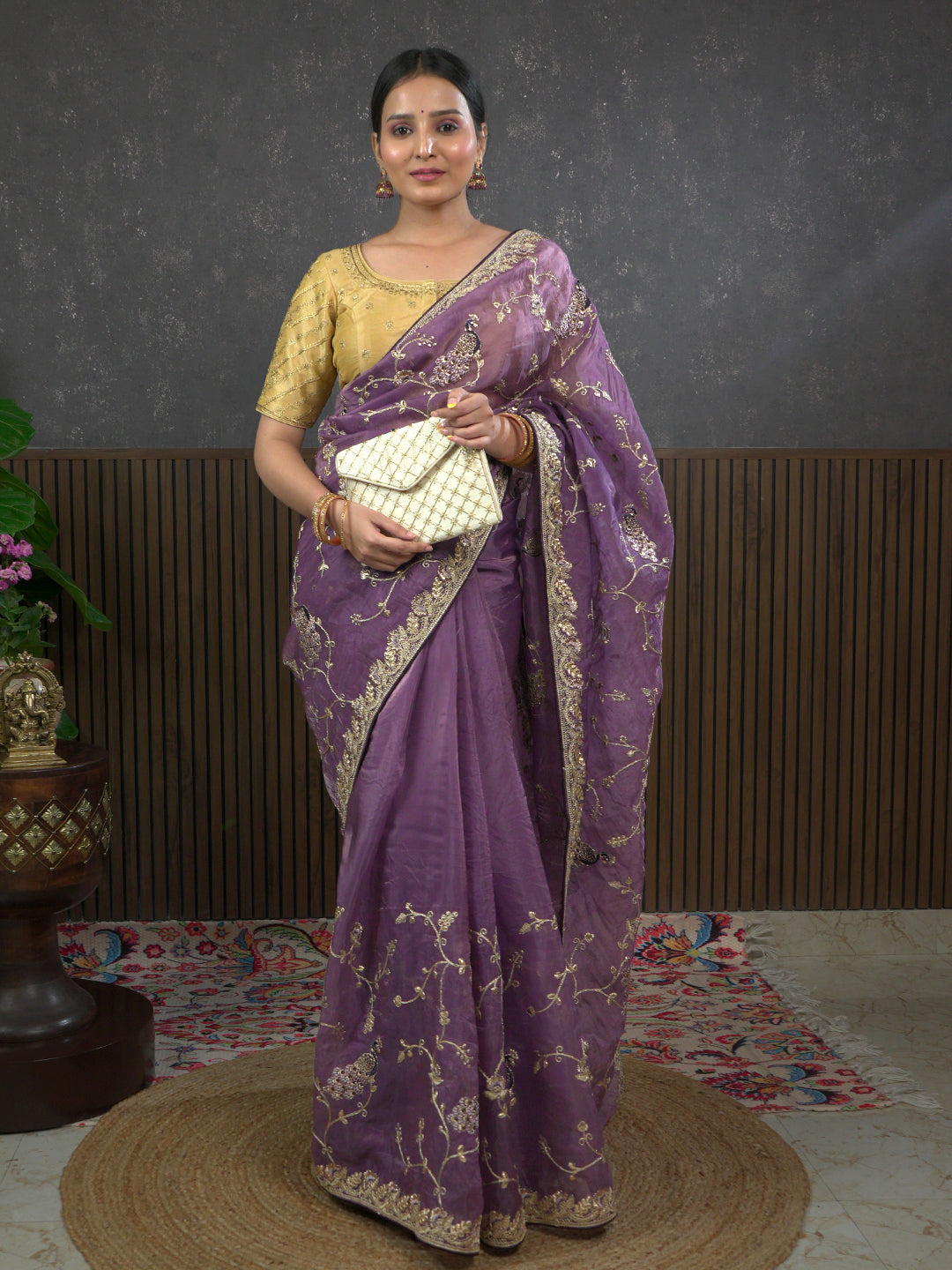 Gota Lavender Embroidered Saree