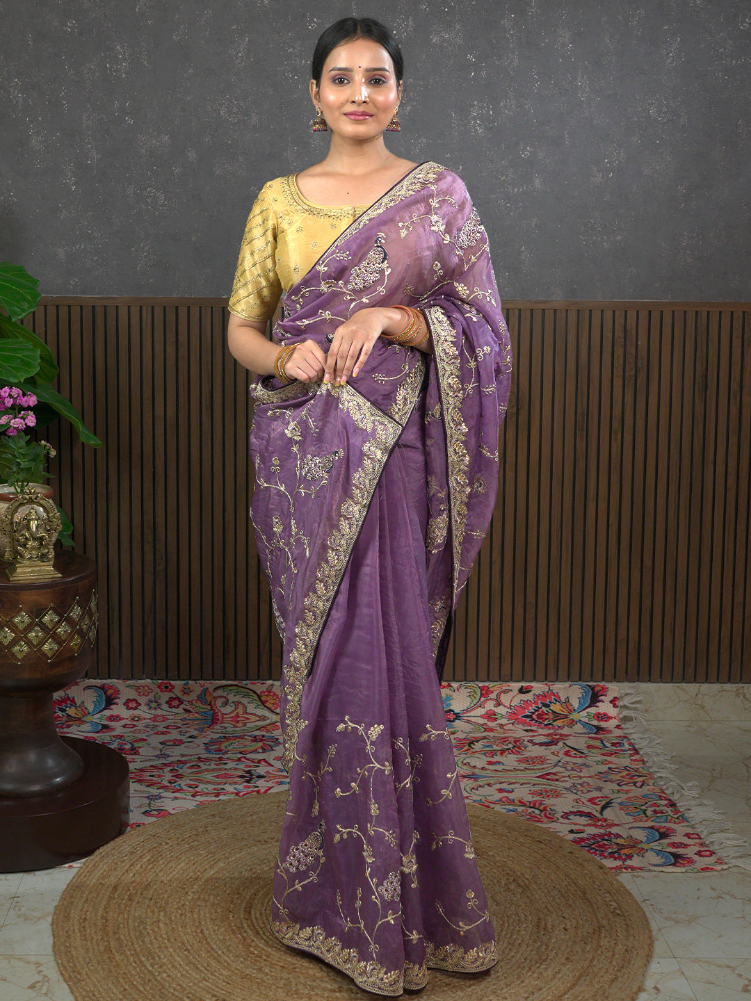 Gota Lavender Embroidered Saree