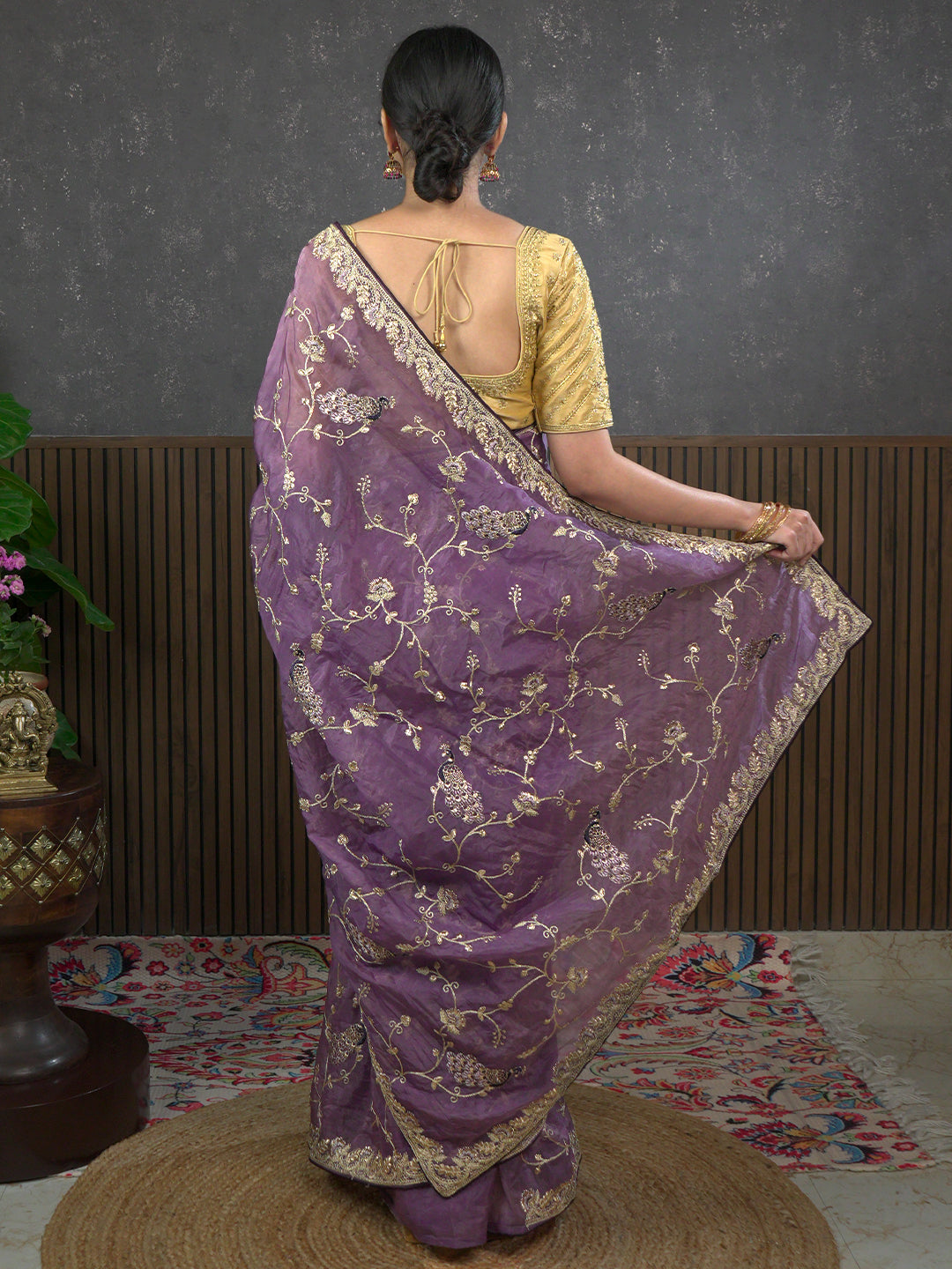 Gota Lavender Embroidered Saree