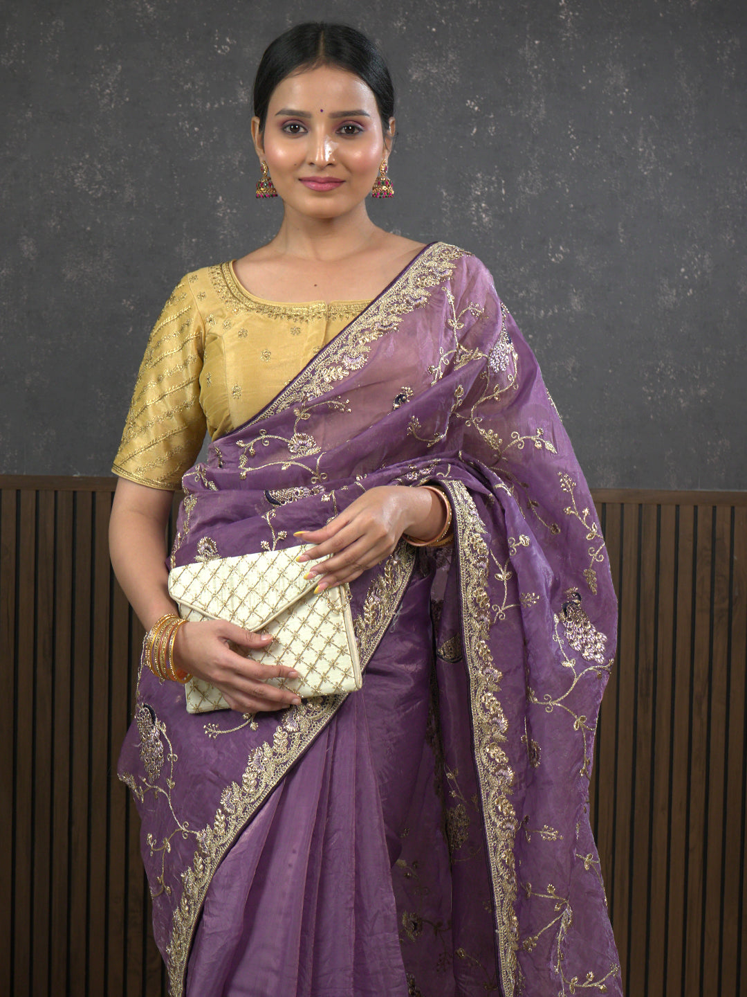 Gota Lavender Embroidered Saree