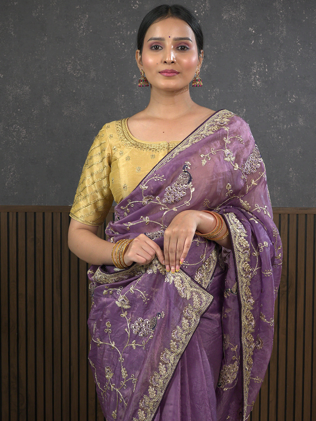 Gota Lavender Embroidered Saree