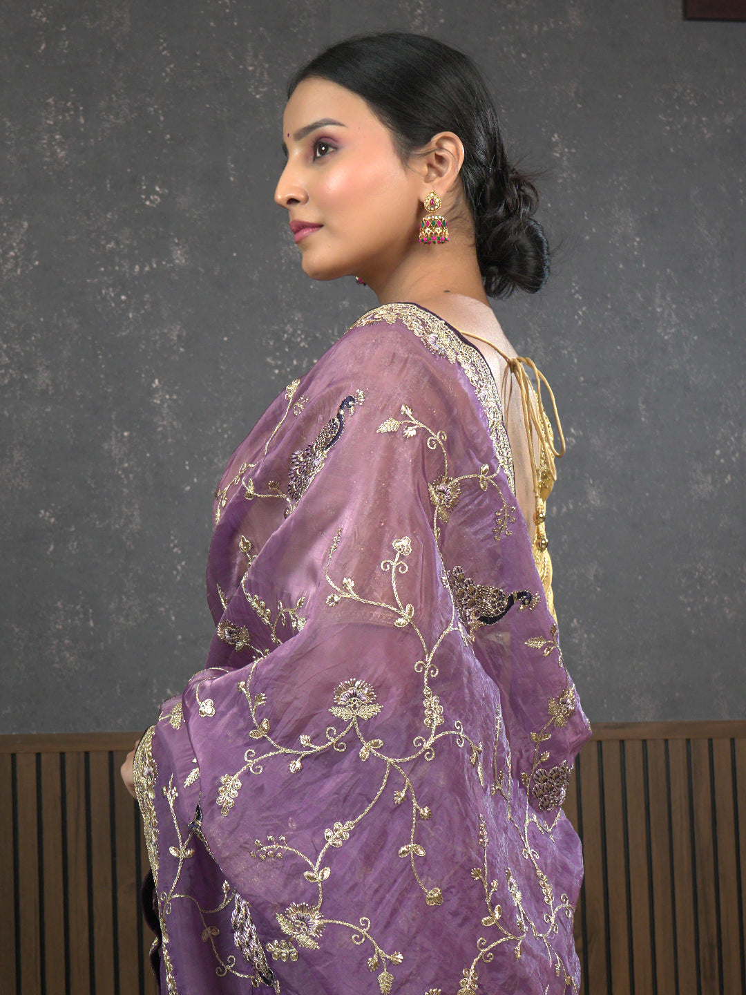 Gota Lavender Embroidered Saree