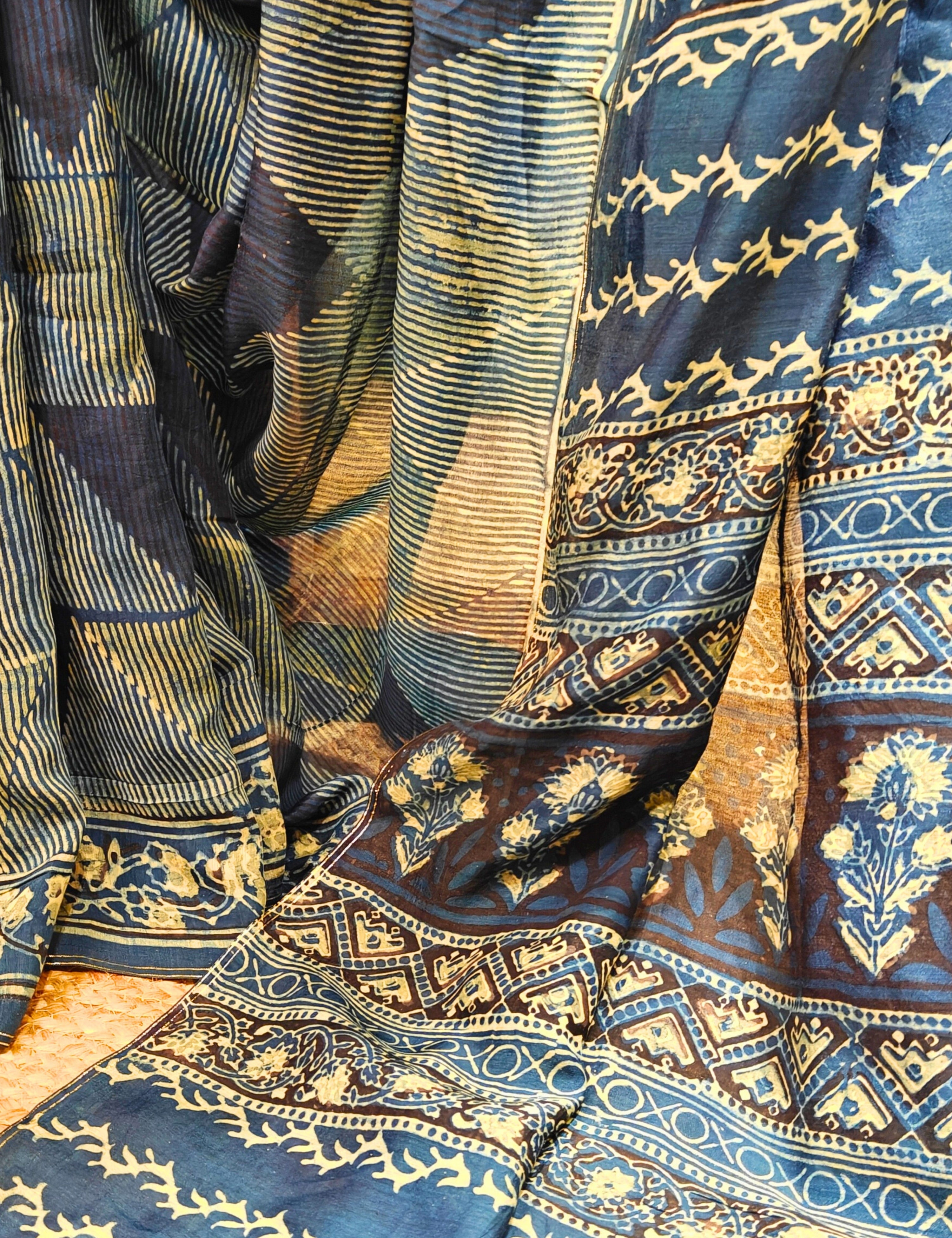 Tikon Blue Ajrakh Saree