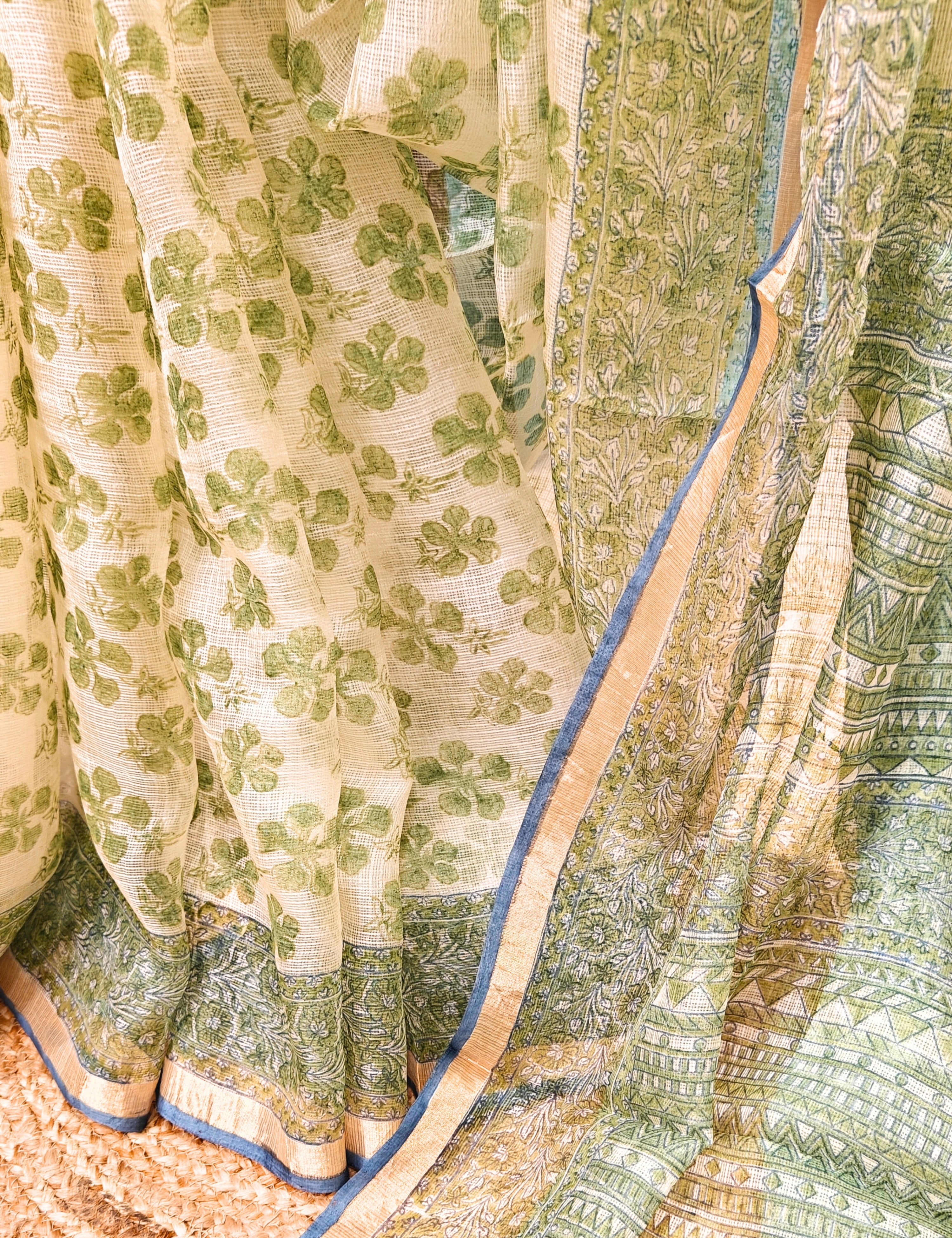 Vatika Pista Bagru Saree