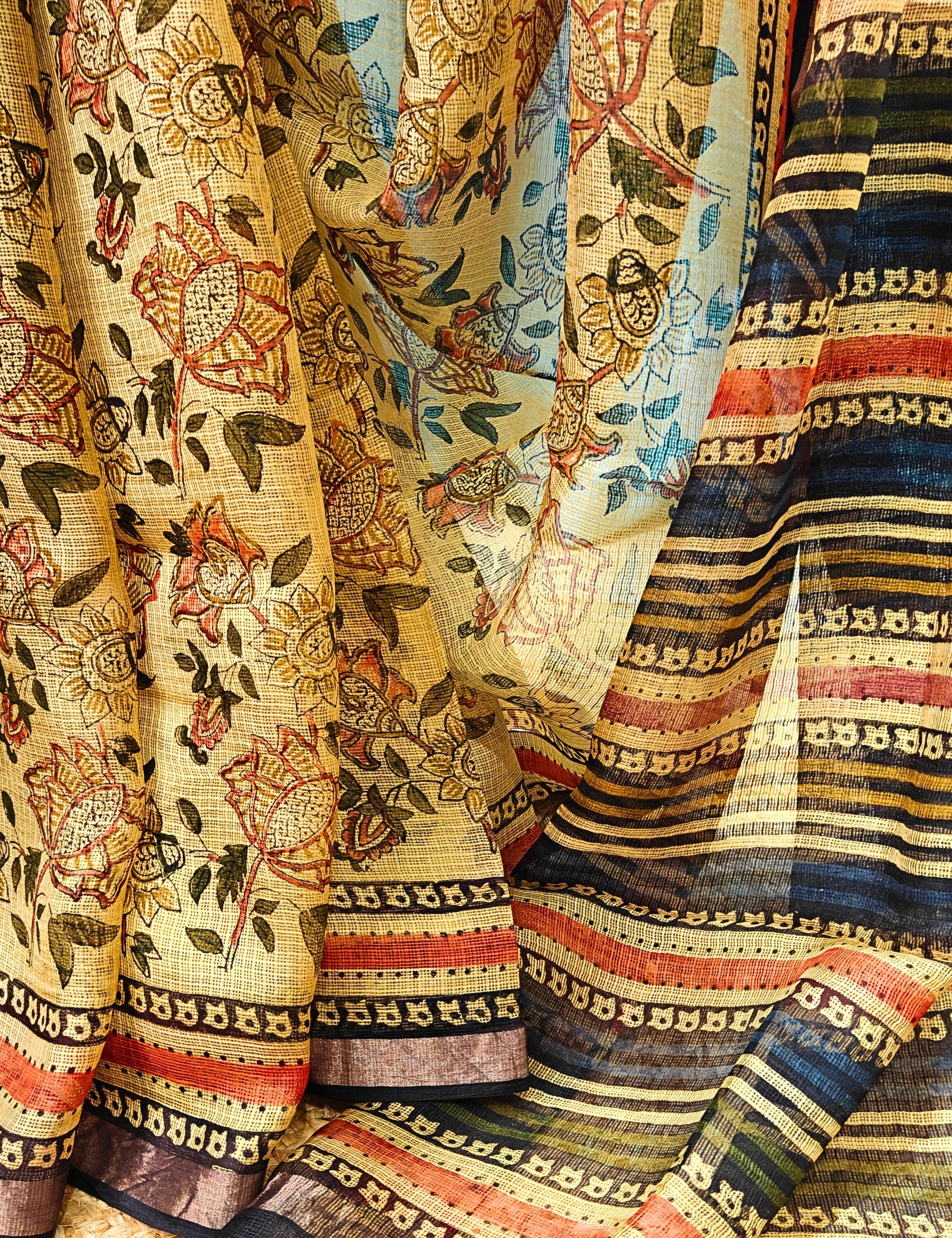 Vatika Maroon Bagru Saree