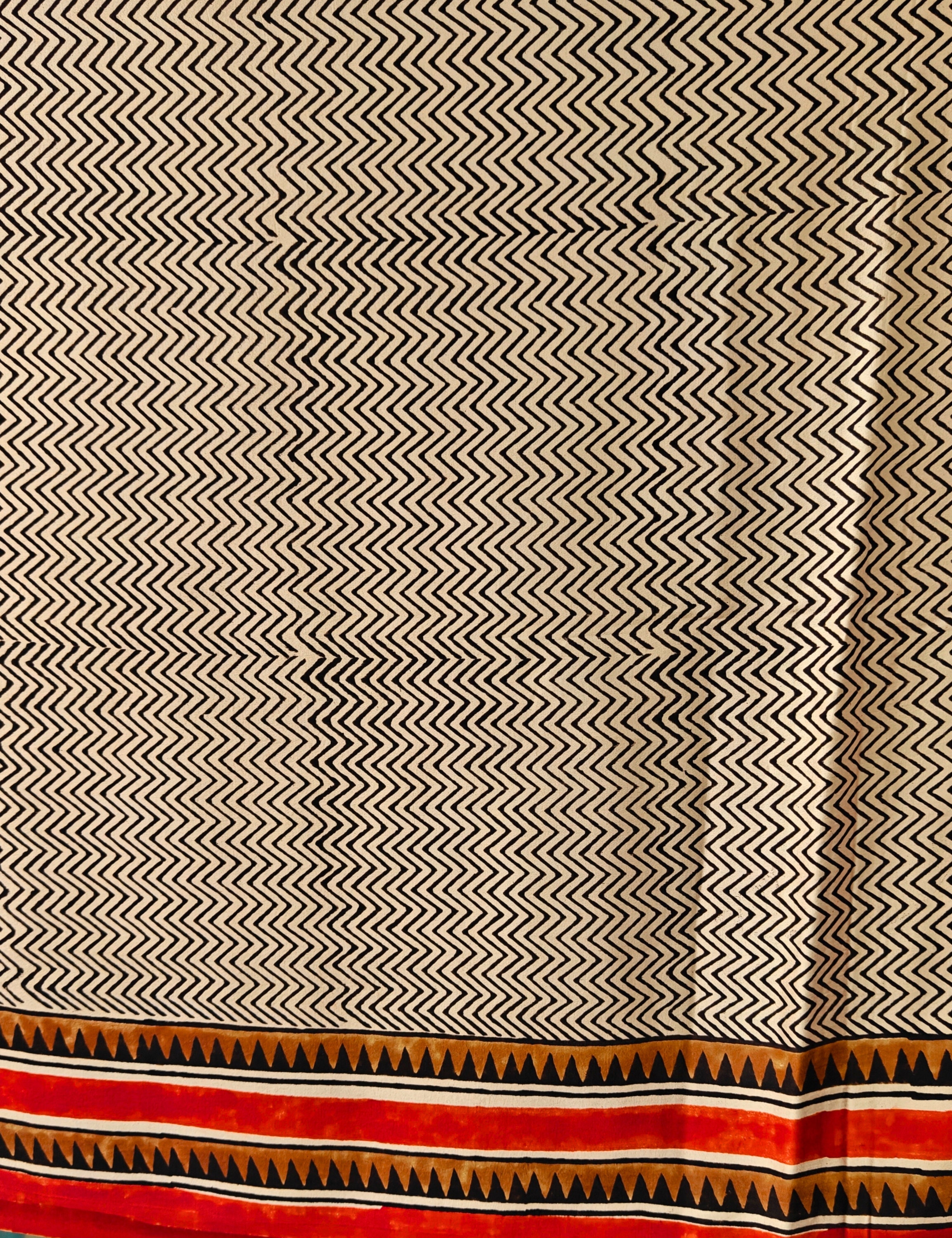 Upvan Red Bagru Saree